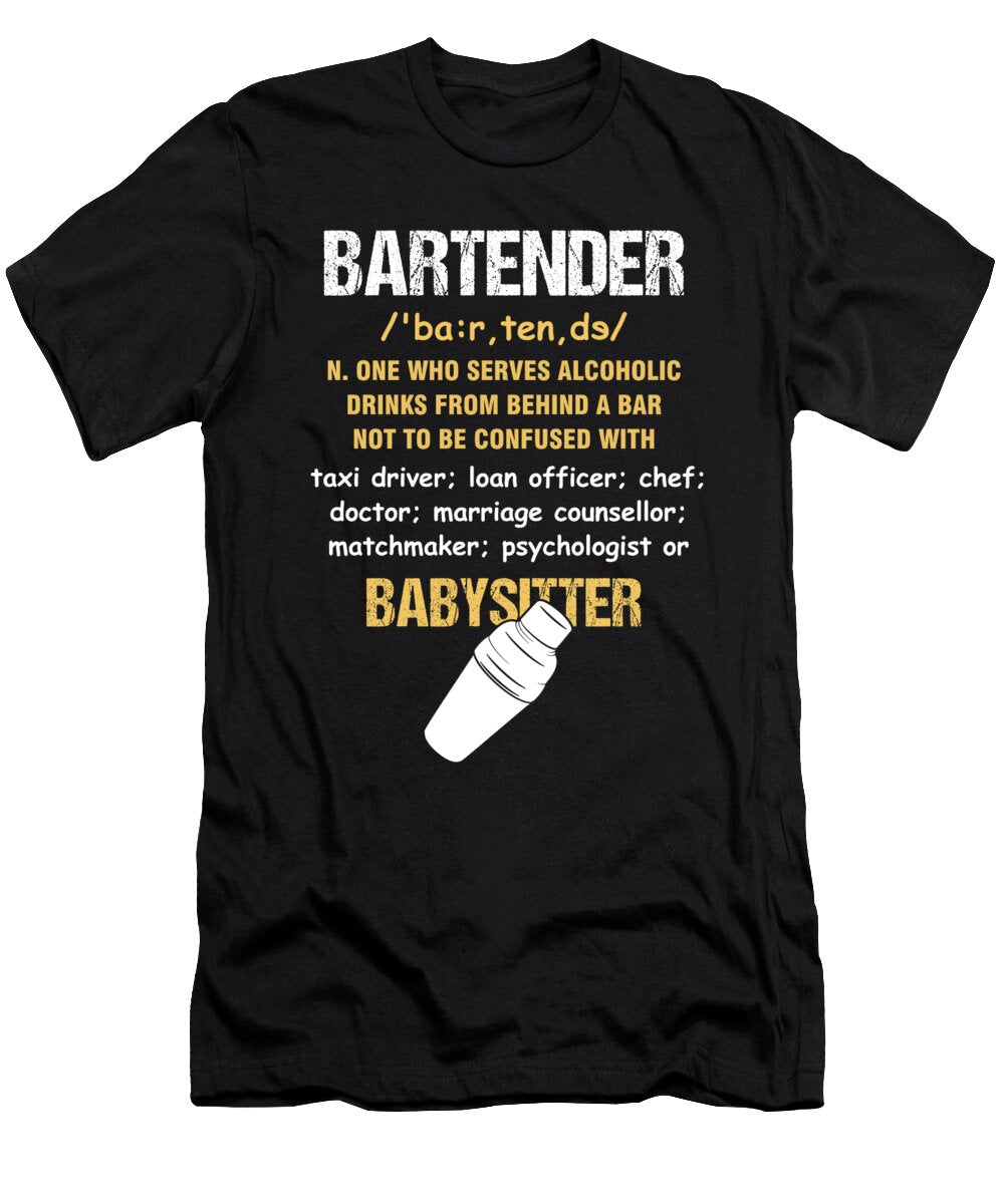 Waiter Waitress Barkeeper Gift Barista Funny Bartender Definition Thomas Larch T-Shirt