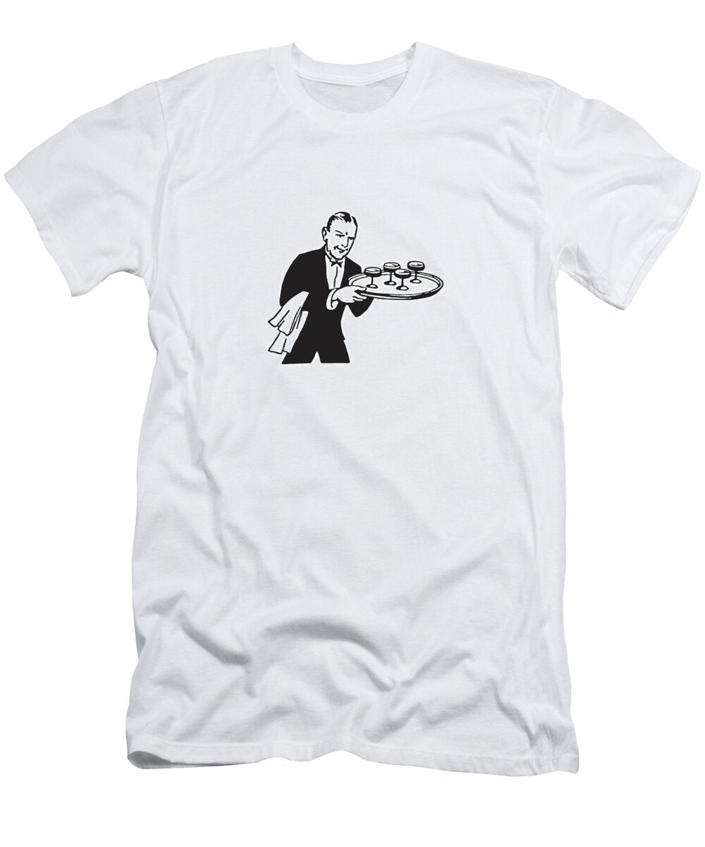 Waiter with Cocktails on Tray Csa Images T-Shirt