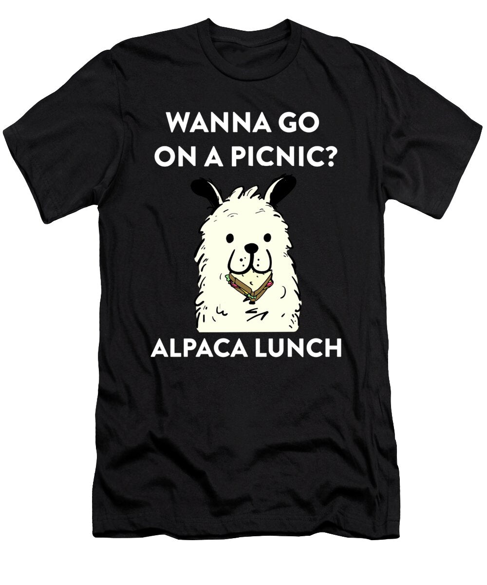 Wanna Go on a Picnic Alpaca Lunch Funny Cute Gift Noirty Designs T-Shirt