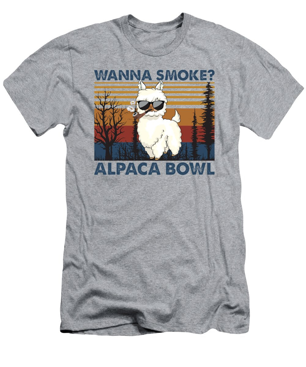 Wanna Smoke Alpaca Bowl Cute Gangster Alpaca Nikolz Merce T-Shirt