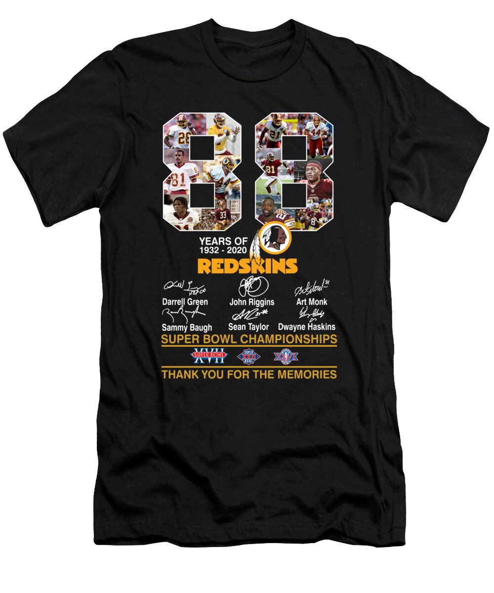 Washington Commanders 1932 2020 88 Years of Redskins Thank You for the Memories Signatures Th T-Shirt