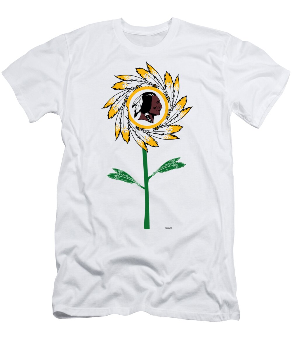 Washington Redskins NFL Football Team Logo Flower Art Steven Shaver T-Shirt