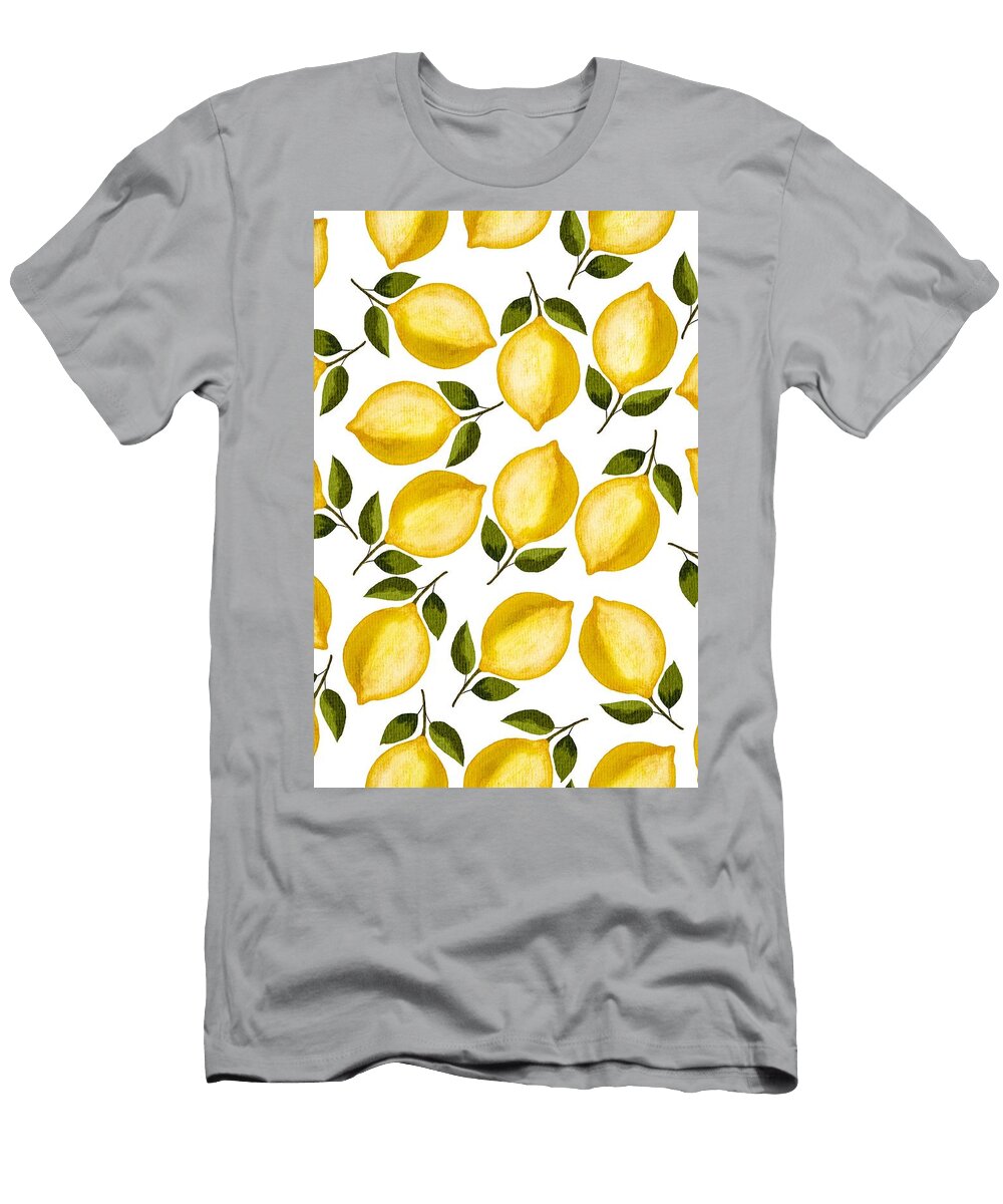 Watercolor Lemon Seamless Pattern Prajak Hitjan T-Shirt