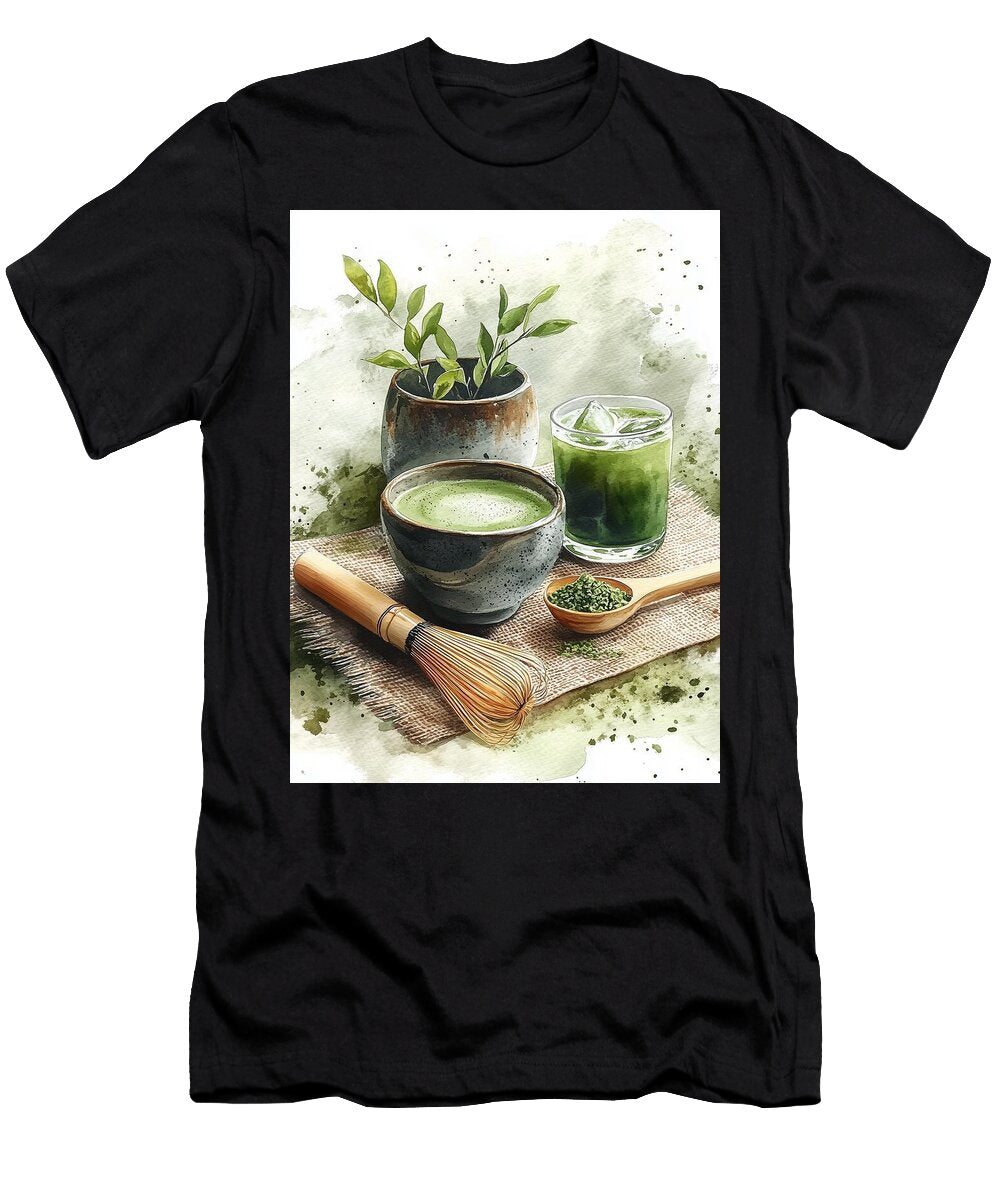 Watercolor Matcha Tea Julien Andre T-Shirt