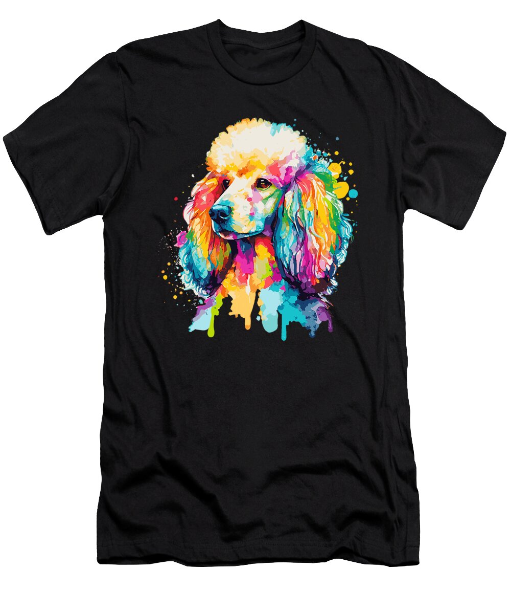 Watercolor Poodle Colorful Pet Poodles Dog Lover Yah Lishr T-Shirt