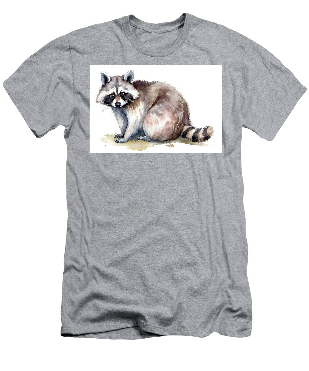 Watercolor Single Raccoon Animal Isolated on a White Background N Akkash T-Shirt