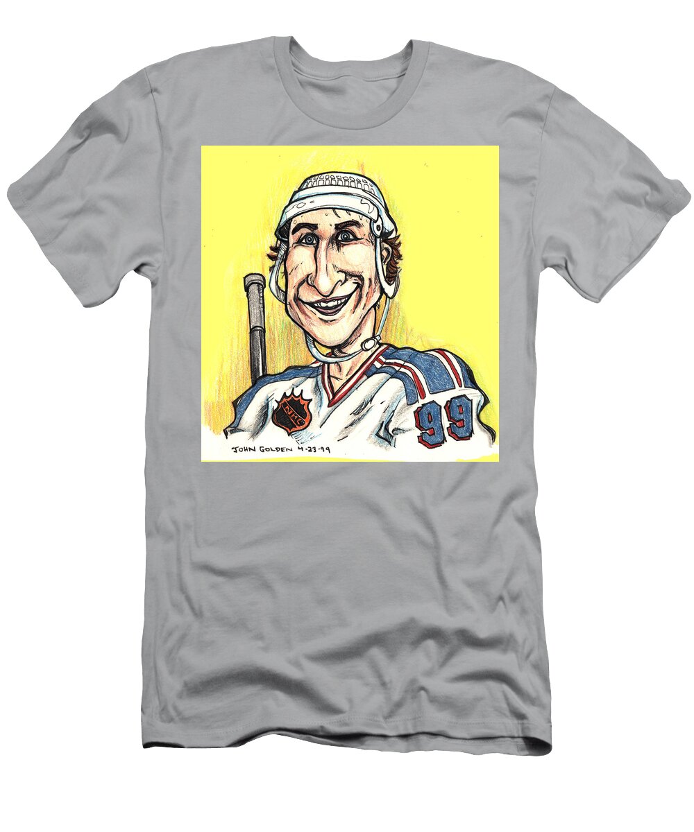Wayne Gretsky Caricature John Ashton Golden T-Shirt