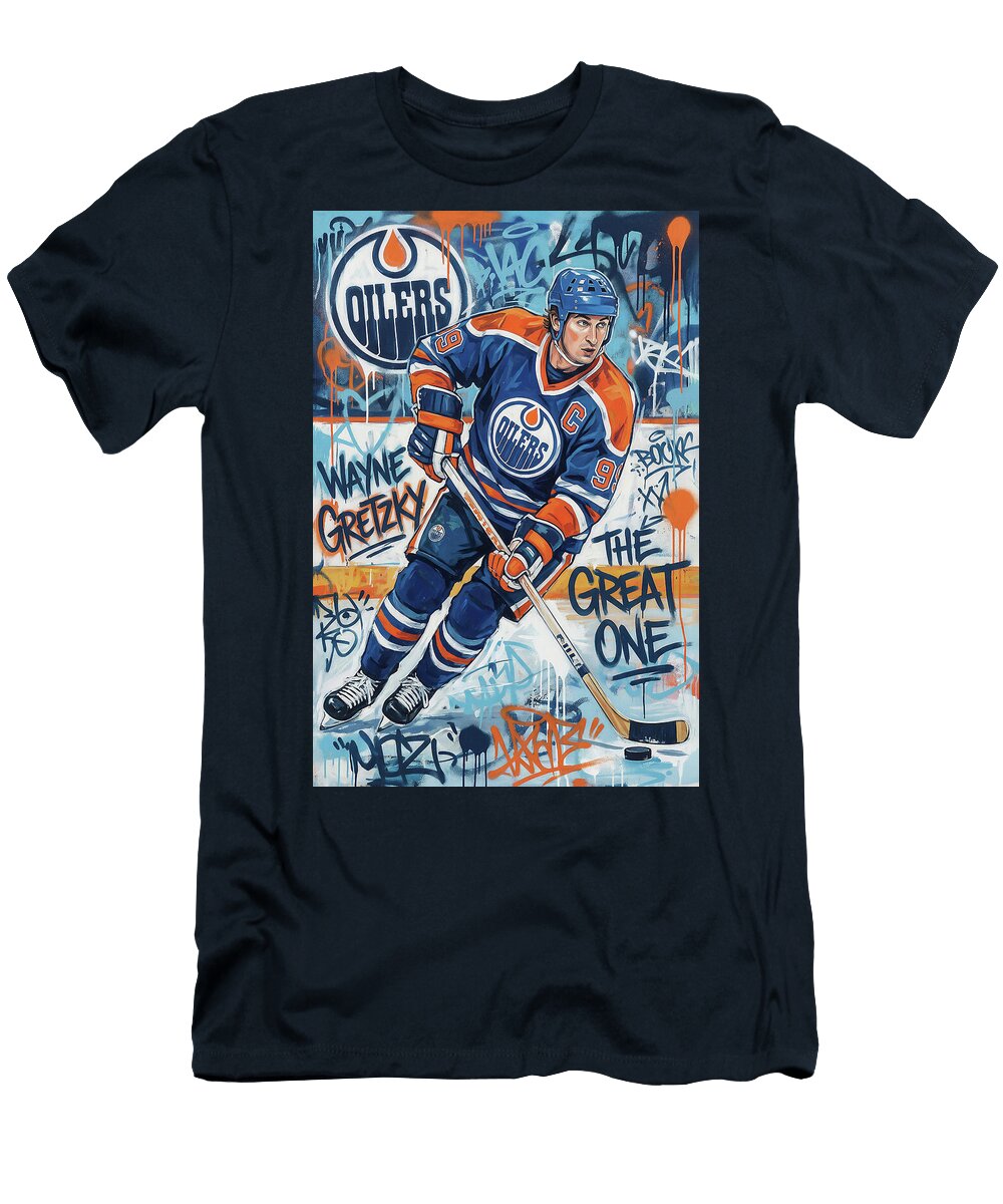 Wayne Gretzky Edmonton Oilers Graffiti Poster Hockey Player NFL Sampadart Gallery T-Shirt
