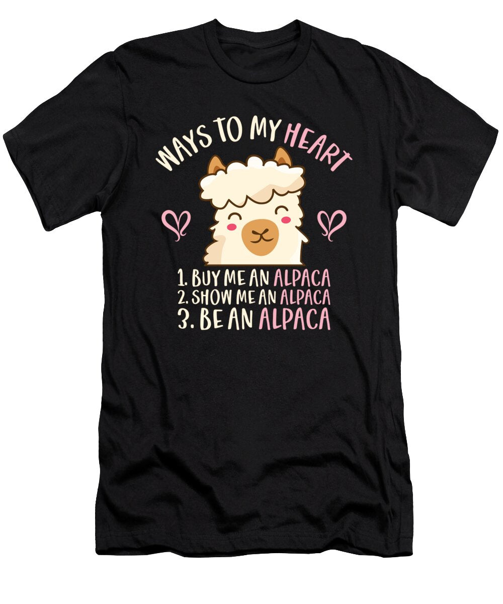 Ways to My Heart Valentins Day Couples in Love Alpaca Toms Store T-Shirt