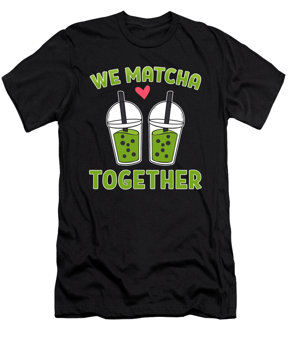 We Matcha Together Green Bubble Tea Couple Design Alessandra Roth T-Shirt