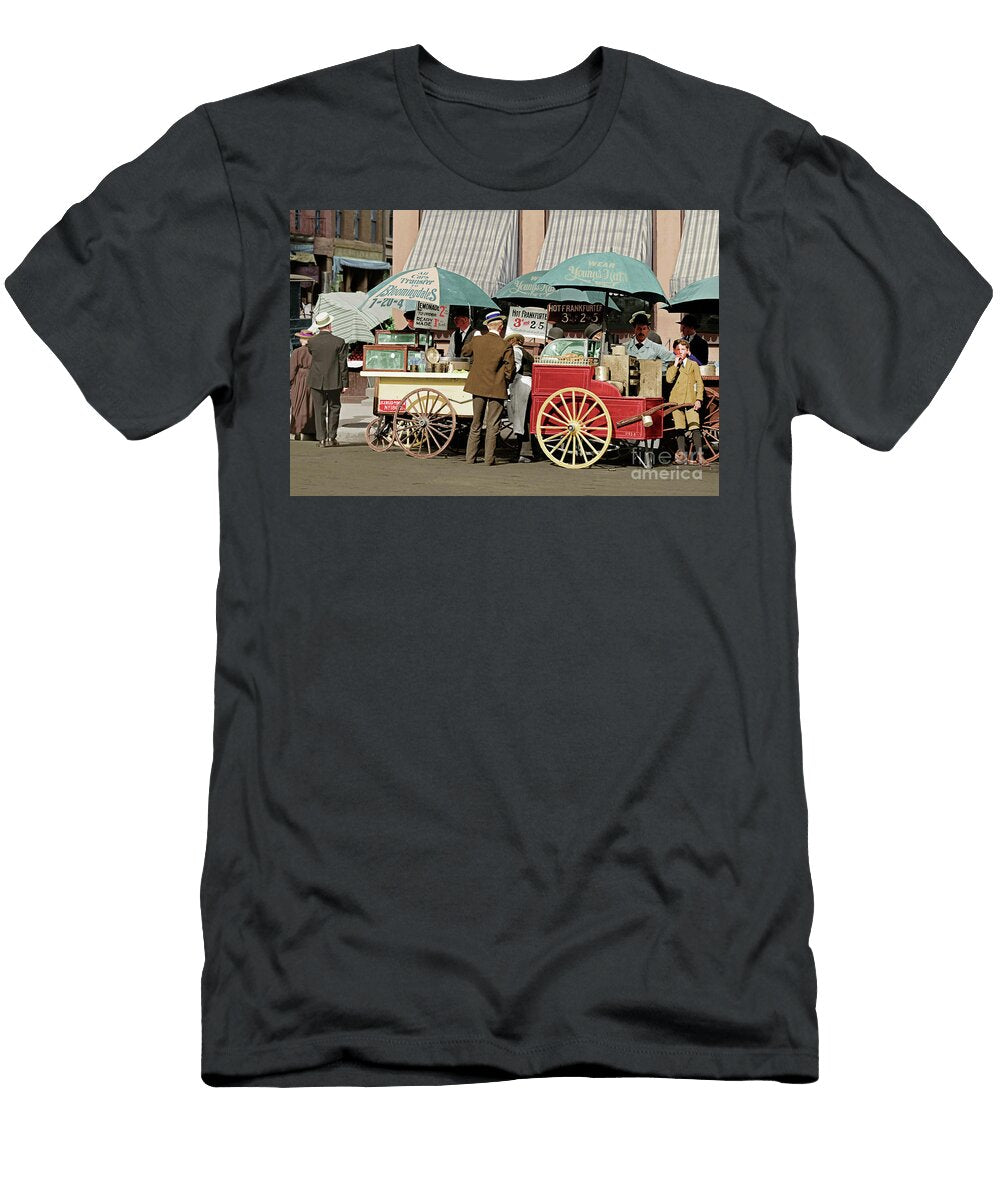 Wear Youngs Hats At Frankfurter Hot Dog Stands 3 Cents Each 20170707 Colorized 8x12 Cut V2 Wingsdomain Art and Photography T-Shirt