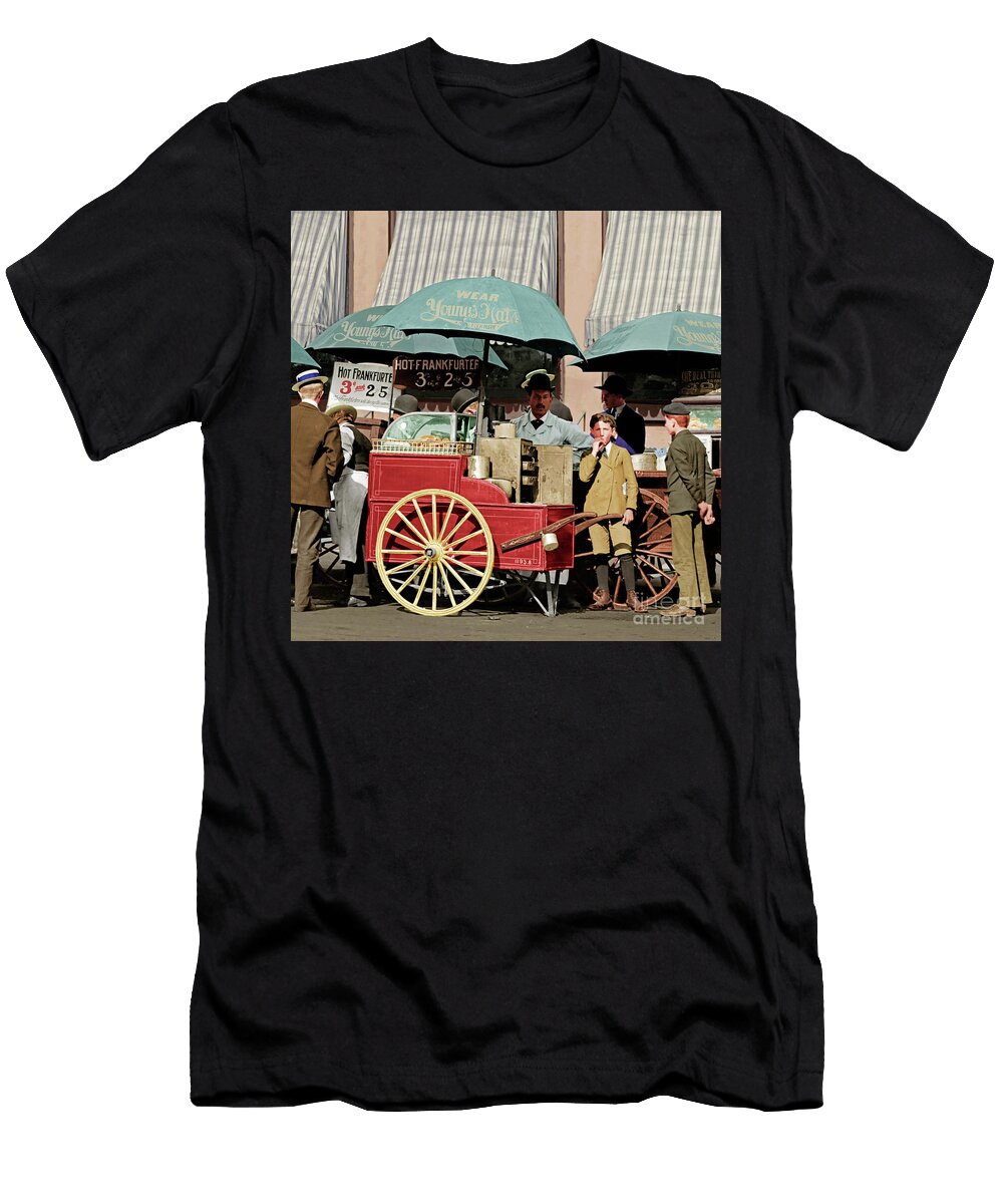 Wear Youngs Hats At Frankfurter Hot Dog Stands 3 Cents Each 20170707 Square Colorized Wingsdomain Art and Photography T-Shirt