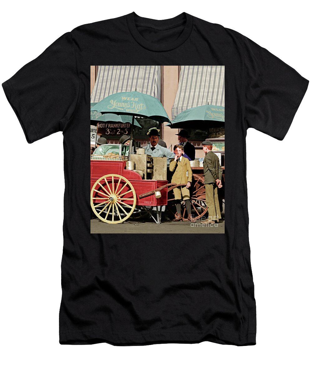 Wear Youngs Hats At Frankfurter Hot Dog Stands 3 Cents Each 20170707 Vertical Cut Colorized Wingsdomain Art and Photography T-Shirt