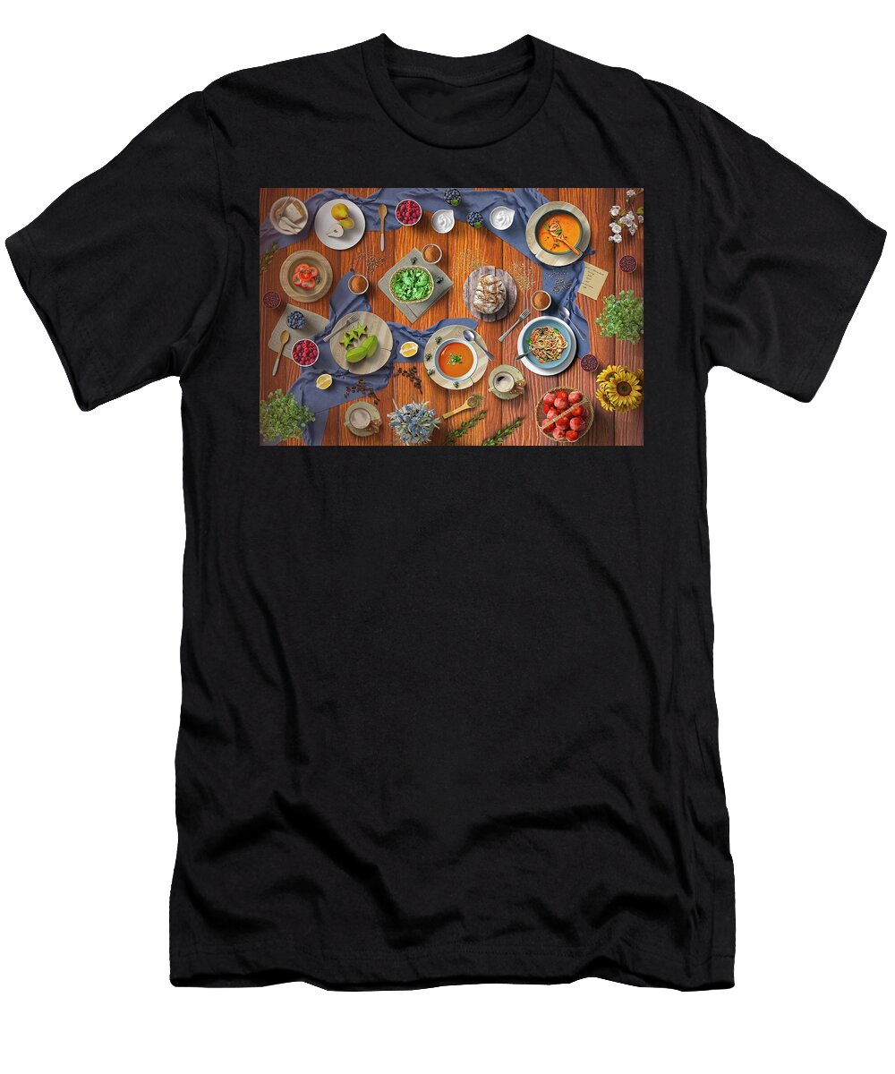 Welcome to My Hot Soup Pasta Bread and Fruit Lunch Table Johanna Hurmerinta T-Shirt