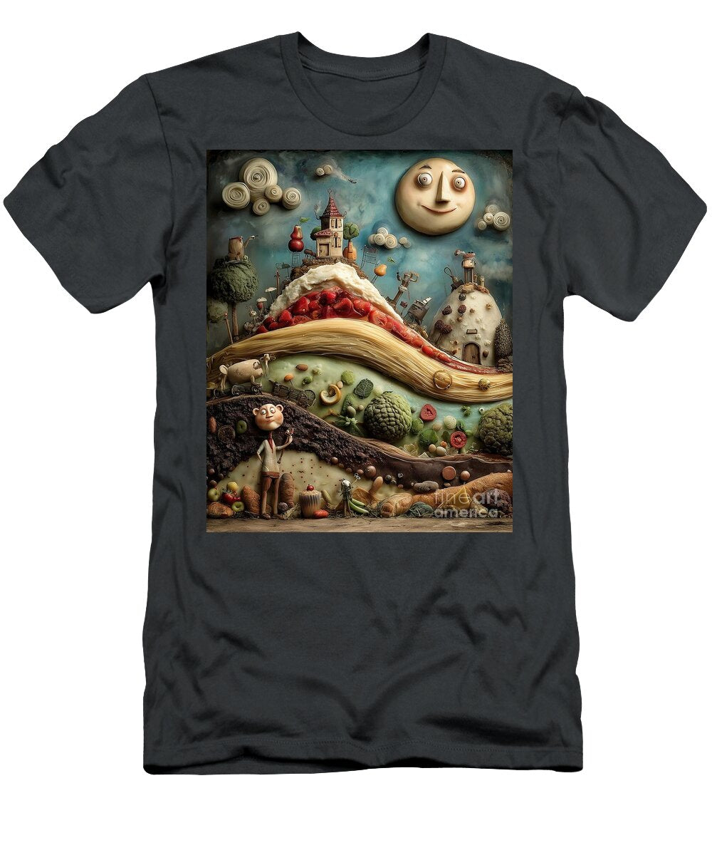 Whimsical Food Landscape with Character Kc Jones T-Shirt