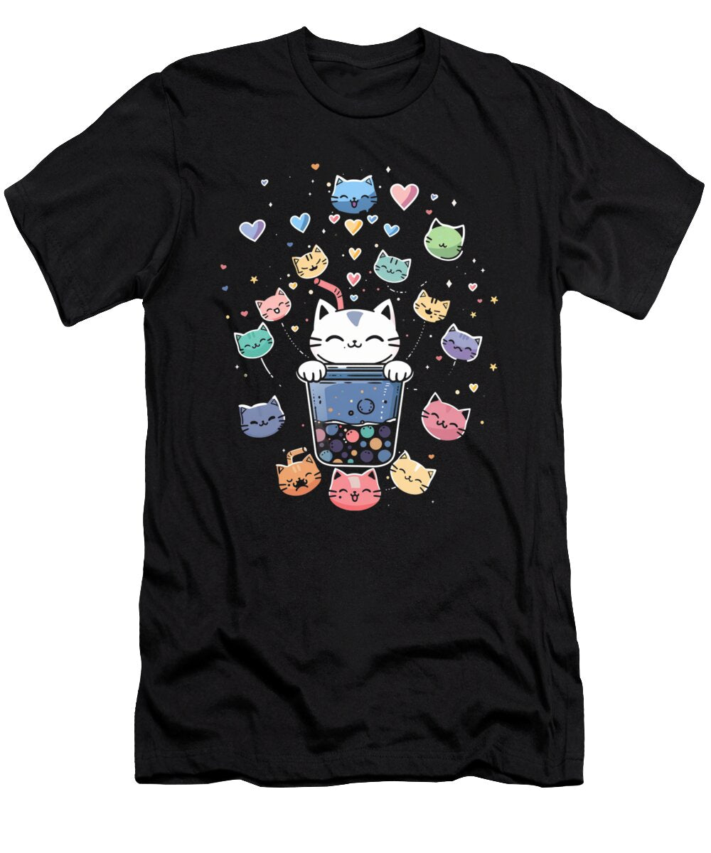 Whisker Bubble Brigade Goats Cat Boba Danial Landes Art T-Shirt