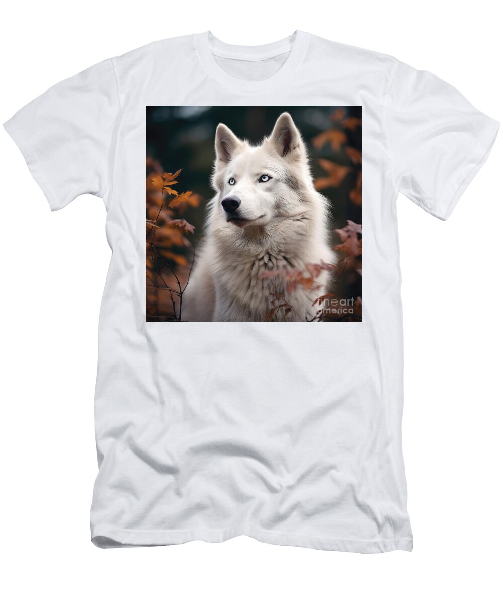 White German Shepherd in Fall Elisabeth Lucas T-Shirt