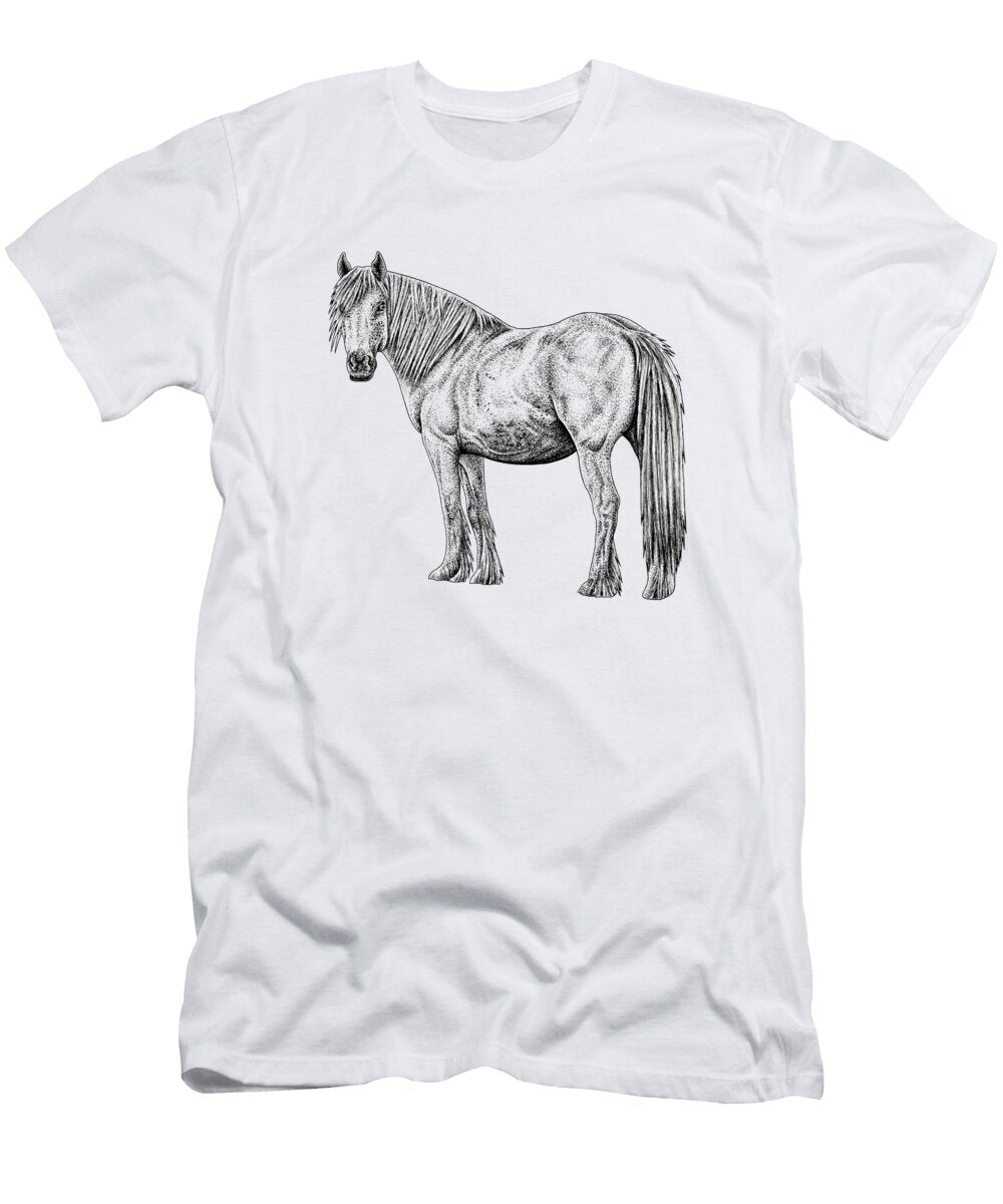 Wild White Horse Ink Illustration Loren Dowding T-Shirt