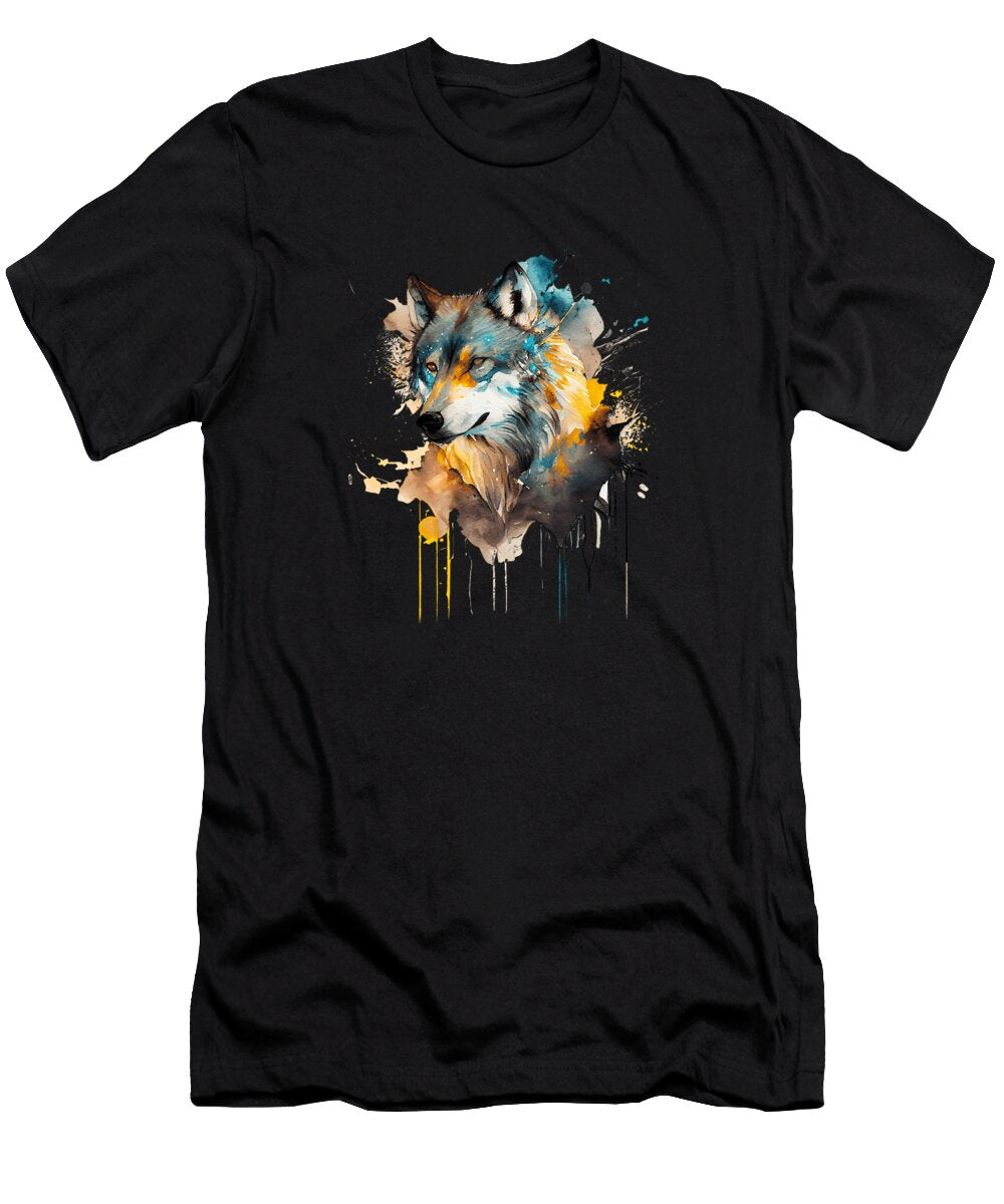 Wild Wolf Watercolor Portrait Heidi Joyce T-Shirt