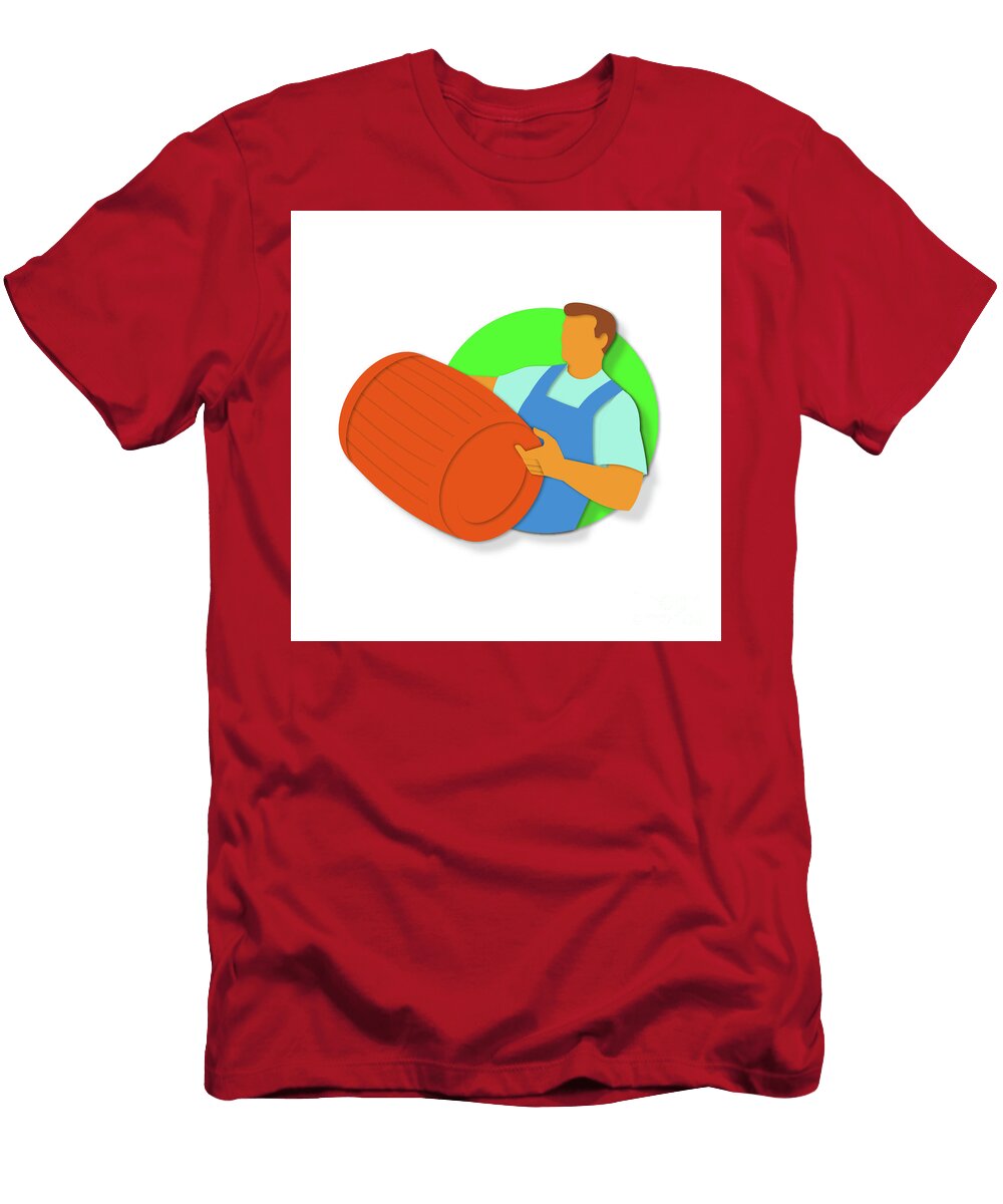 Winemaker Holding Barrel Paper Cut Aloysius Patrimonio T-Shirt