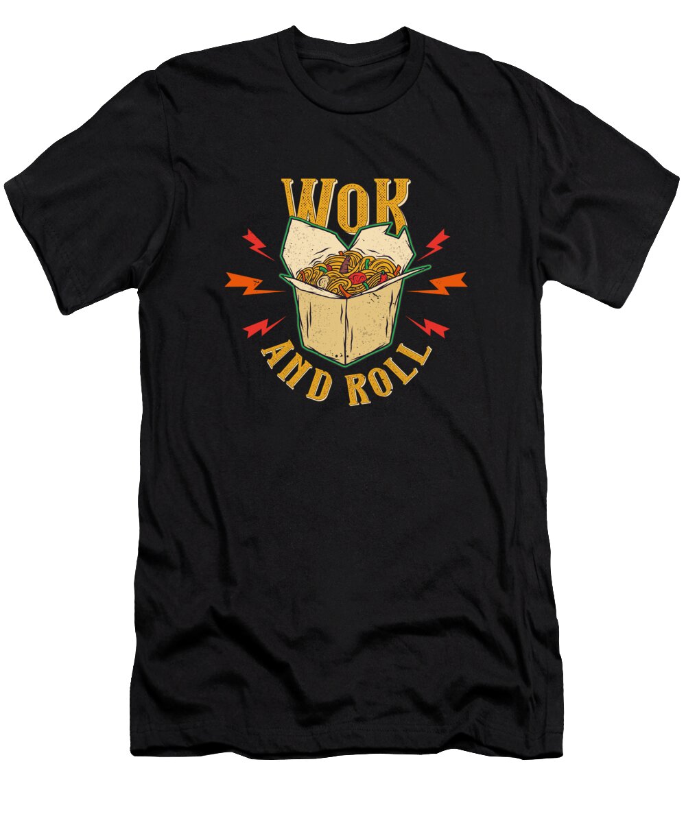 Wok and Roll Funny Asian Food Quote Licensed Art T-Shirt
