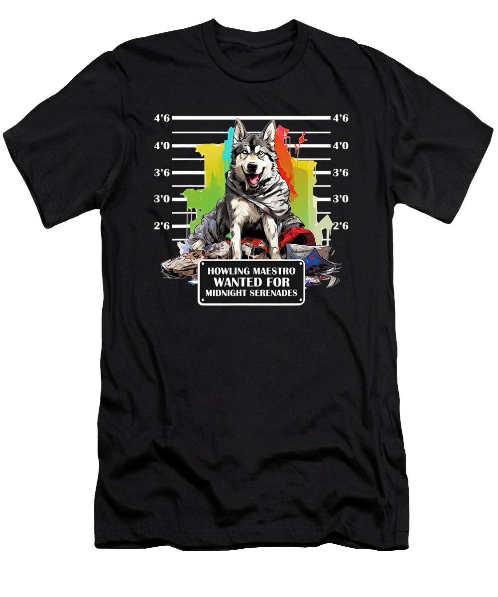 Wolf Dog Mug Shot Husky Prisoner Arrest Portrait Zyneu Gangd T-Shirt