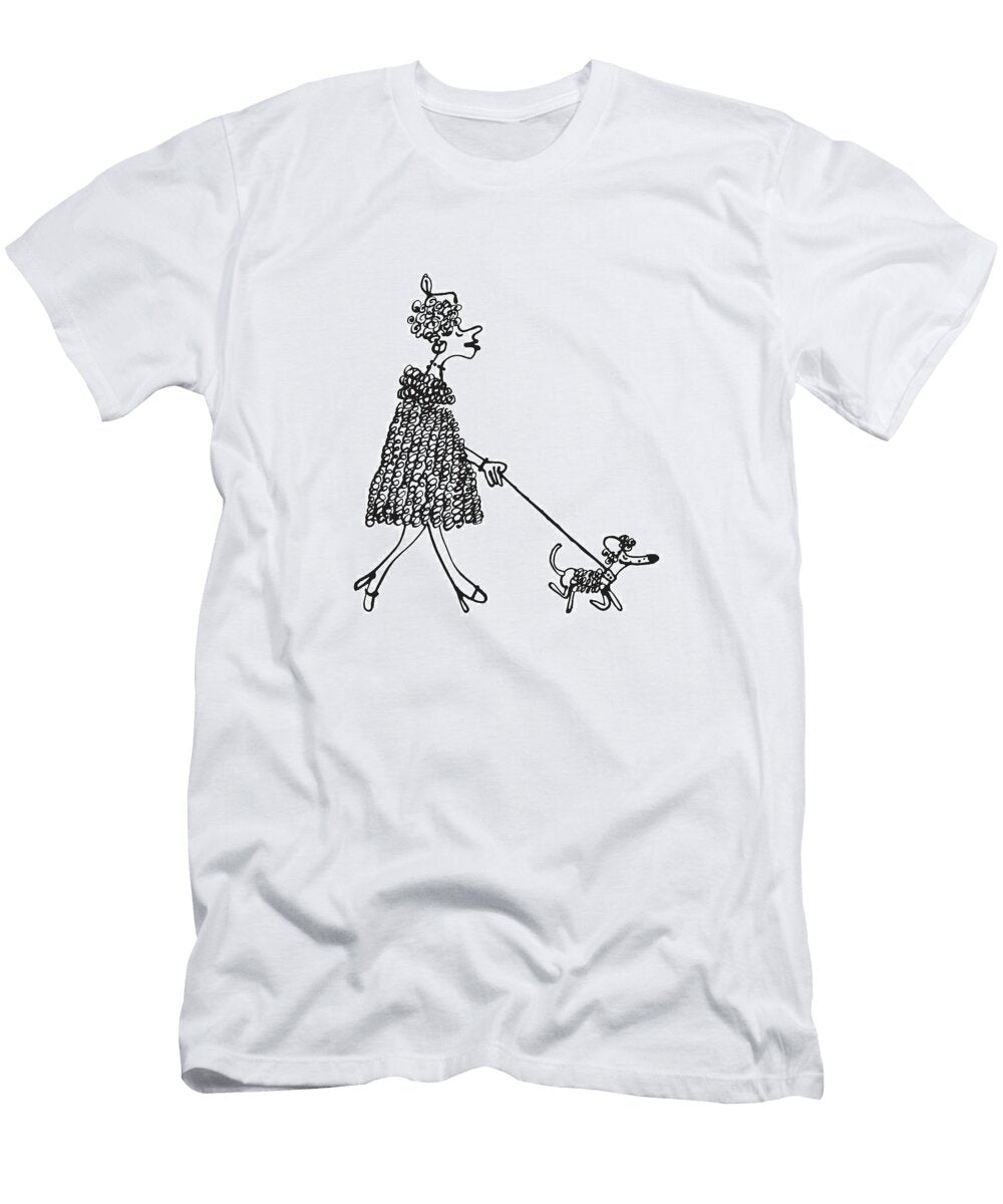 Woman Walking Poodle Csa Images T-Shirt
