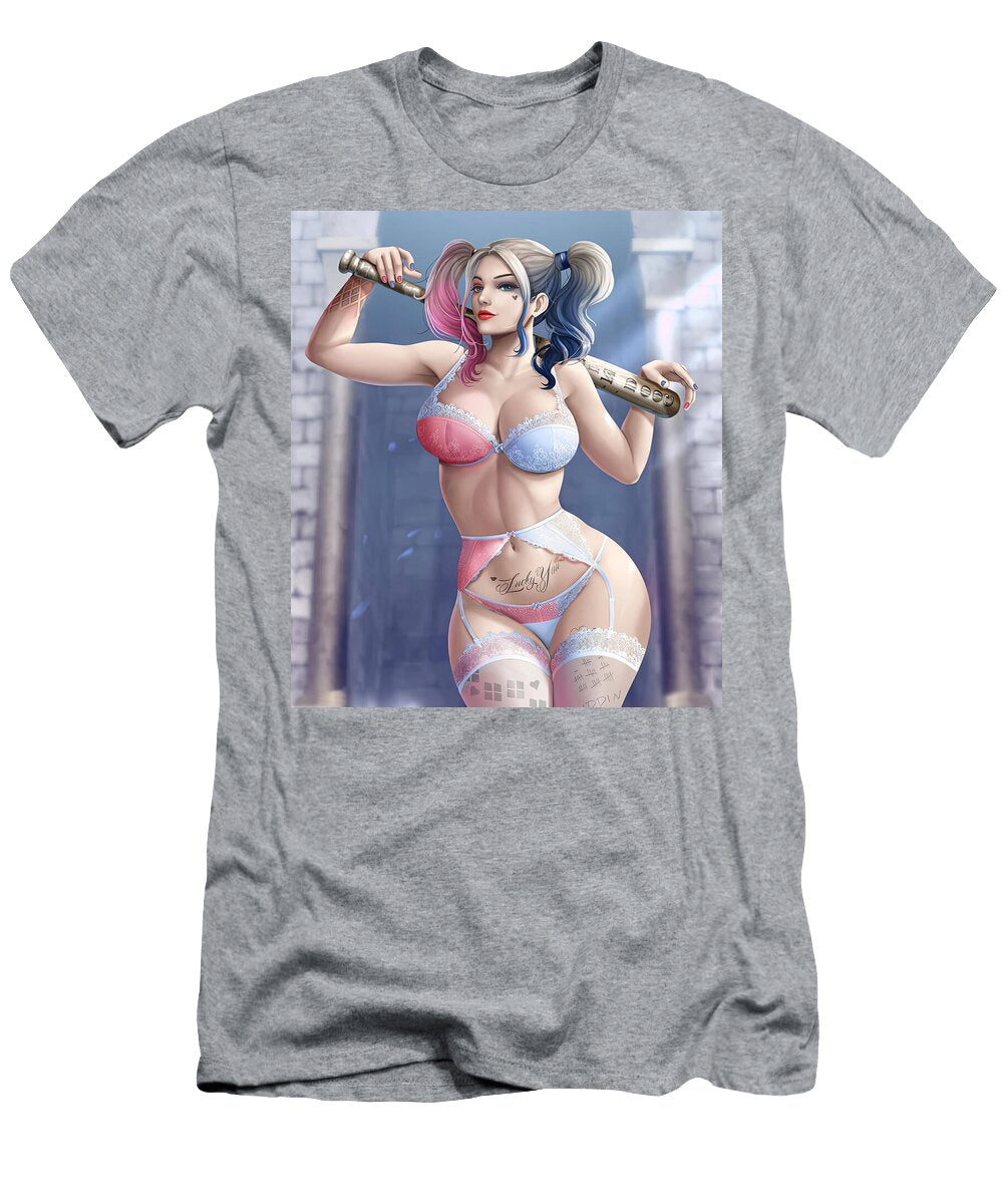 Woman with Baseball Bat Wearing Lingerie Matcha Coffe T-Shirt