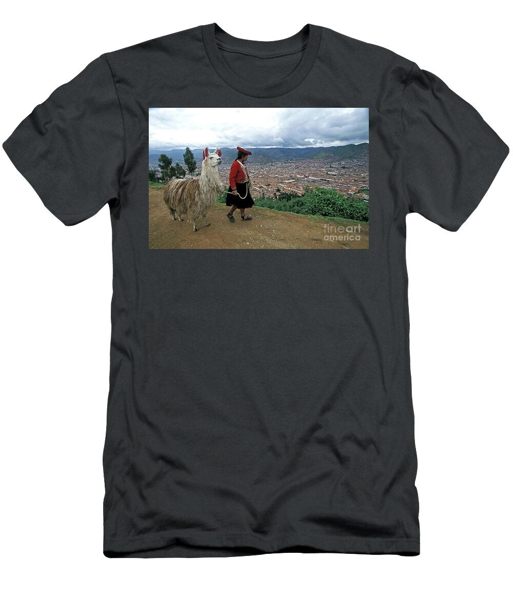 Woman with Her Alpaca M1 Historic Illustrations T-Shirt