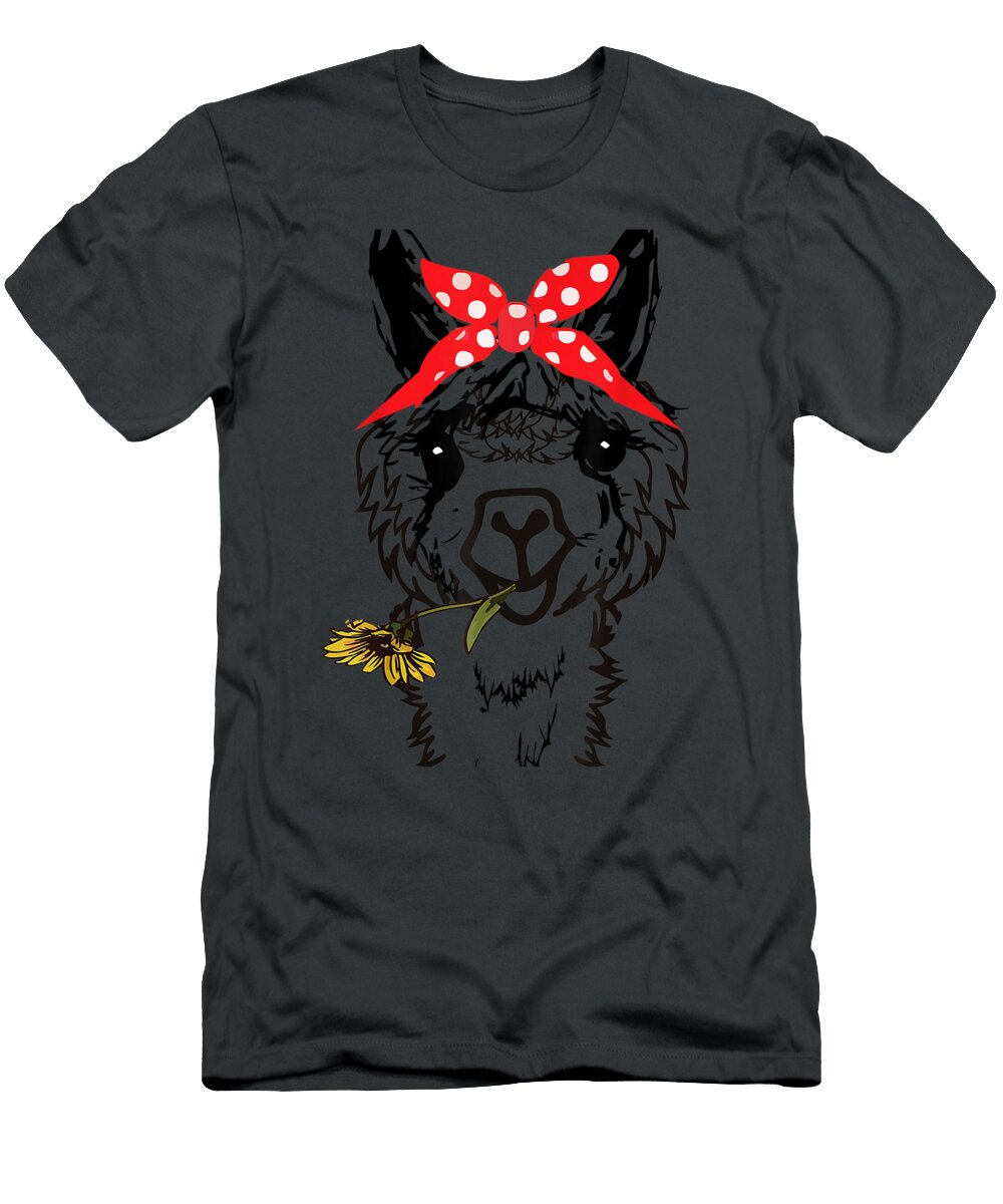 Womens Llama Bandana Alpaca Llama Animal Graphics Funny Klaidas Mari T-Shirt