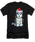 Womens Siberian Husky Santa Christmas Tree Lights Xmas Boys Th T-Shirt