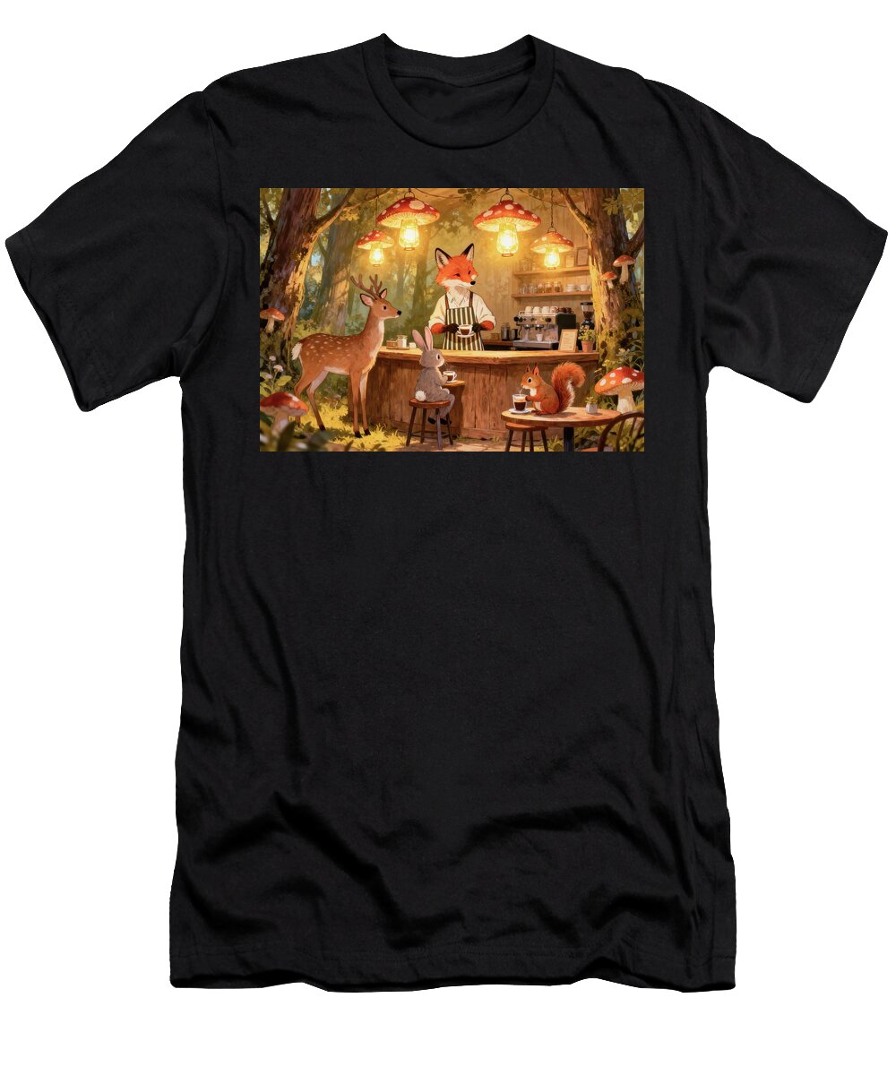 Woodland Cafe Gathering Cute Animals Matthias Hauser T-Shirt