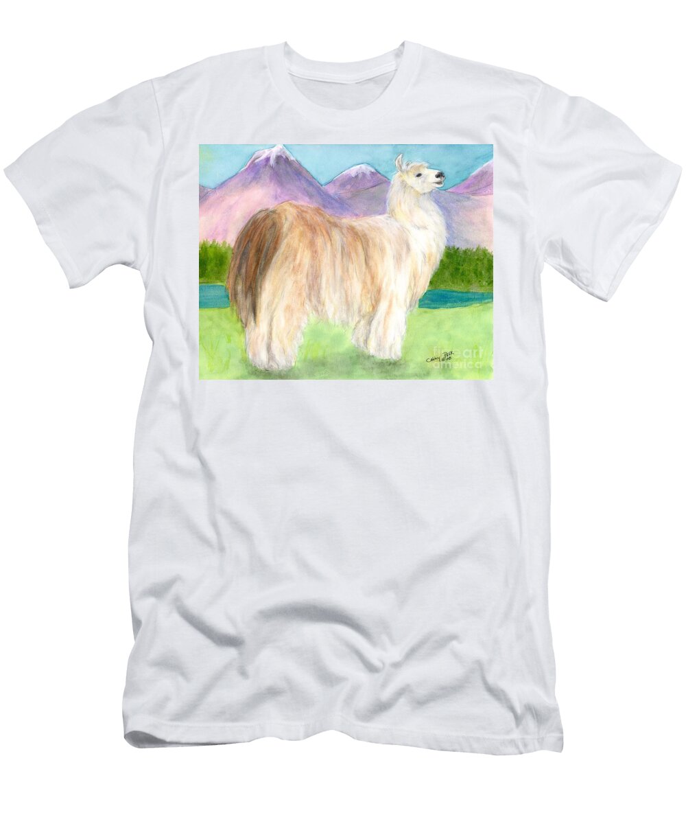 Woolly Llama Camelid Cathy Peek Farm Animal Art Cathy Peek T-Shirt