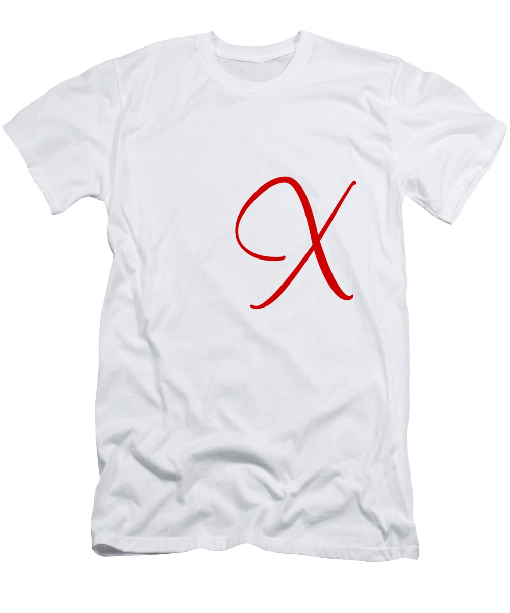 X in Red Simple Script Custom Home Fashions T-Shirt
