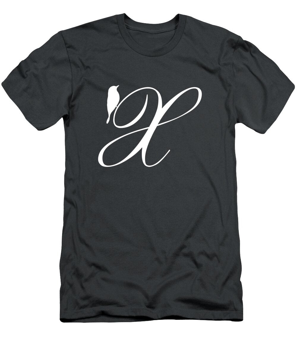 X in White Bird and Script Custom Home Fashions T-Shirt
