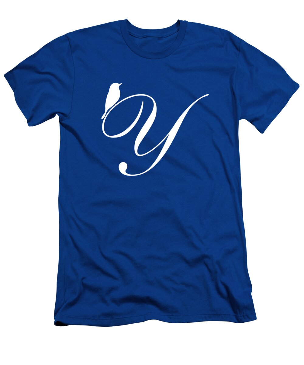Y in White Bird and Script Custom Home Fashions T-Shirt