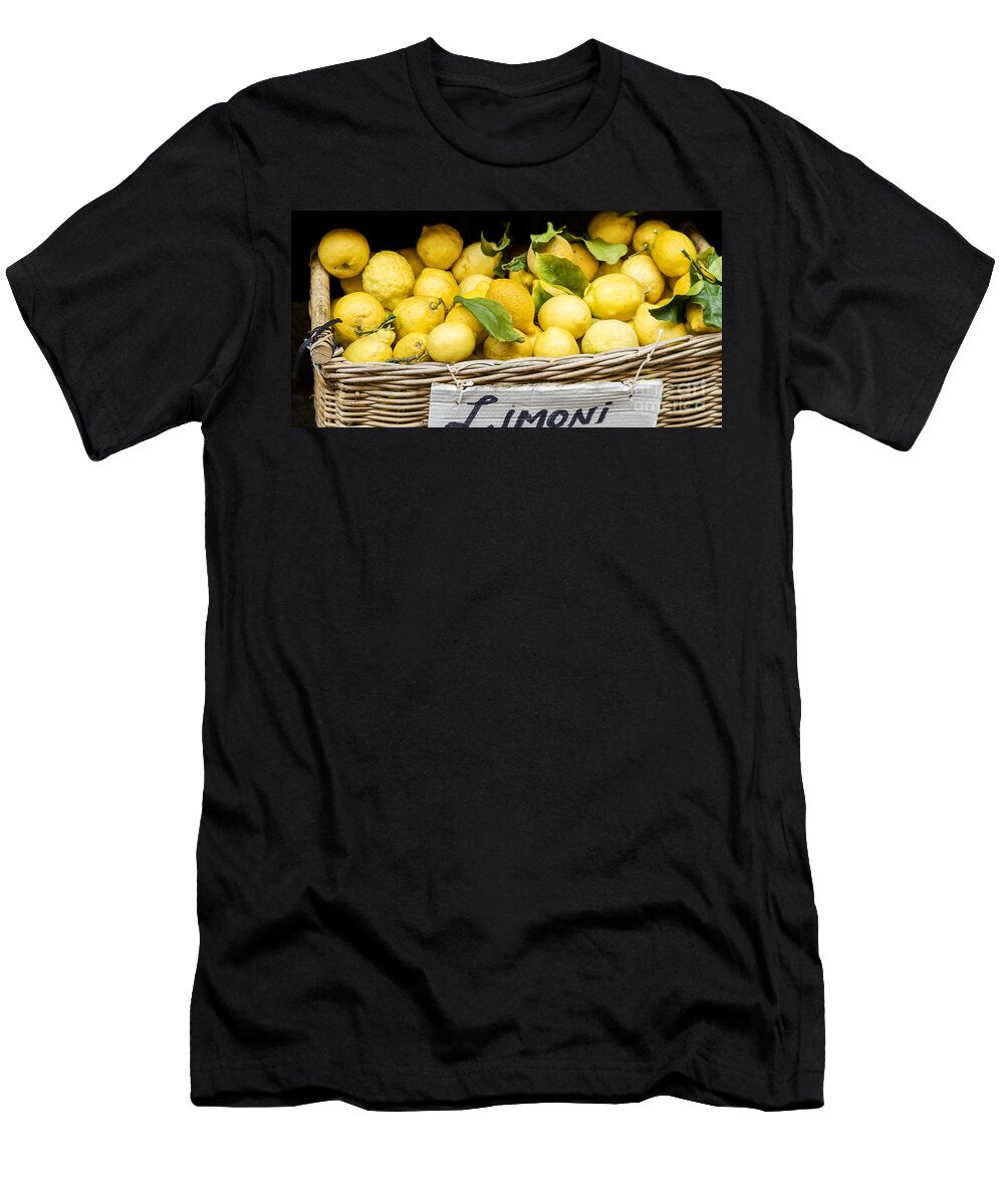 Yellow Lemons in Basket on Market Patricia Hofmeester T-Shirt