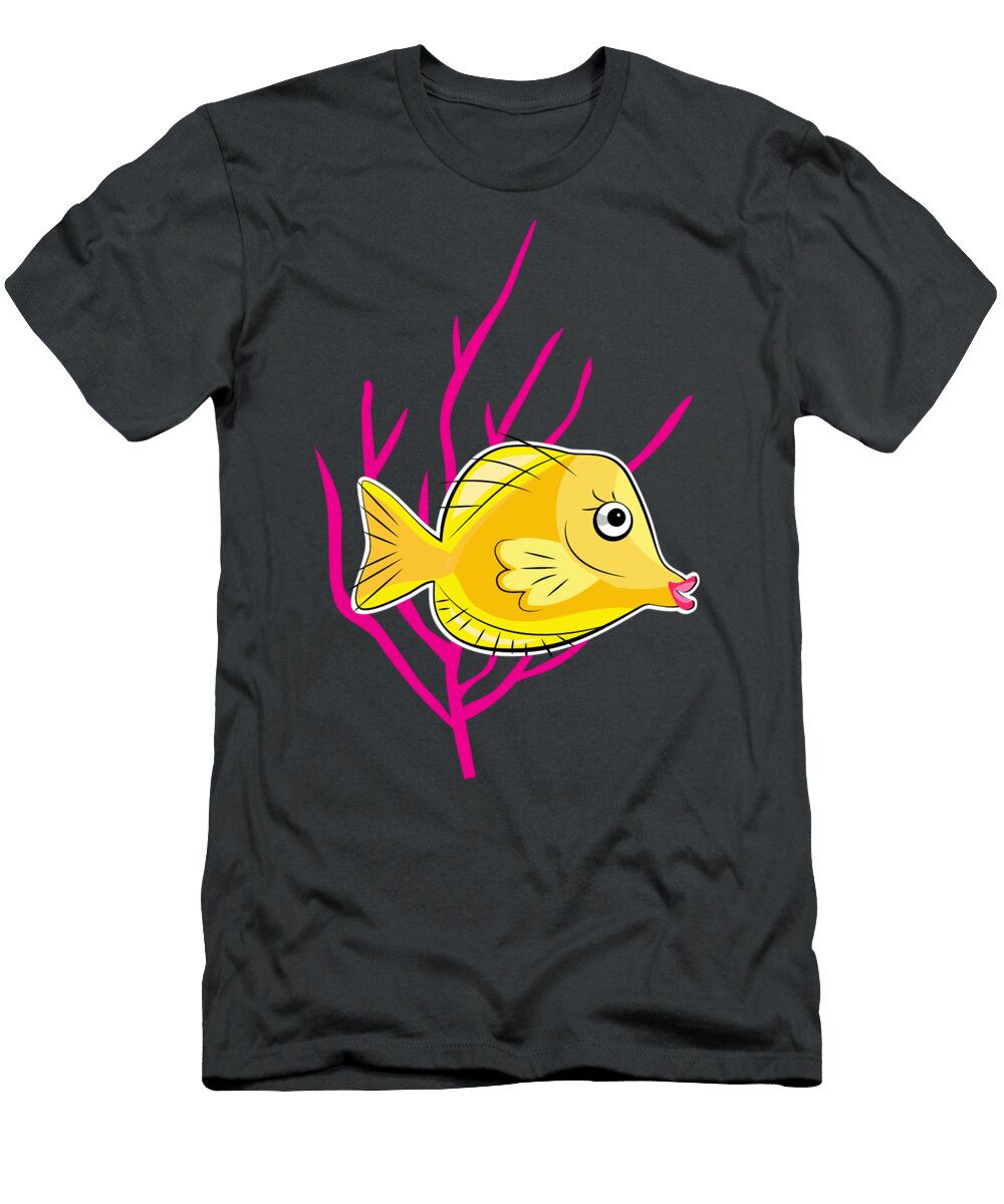 Yellow Tang in Pink Coral Sea Antique Images T-Shirt