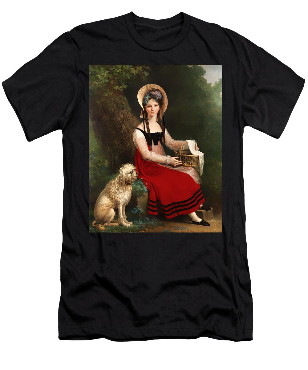 Young Girl with Poodle on a Grassy Bank Anonymous T-Shirt