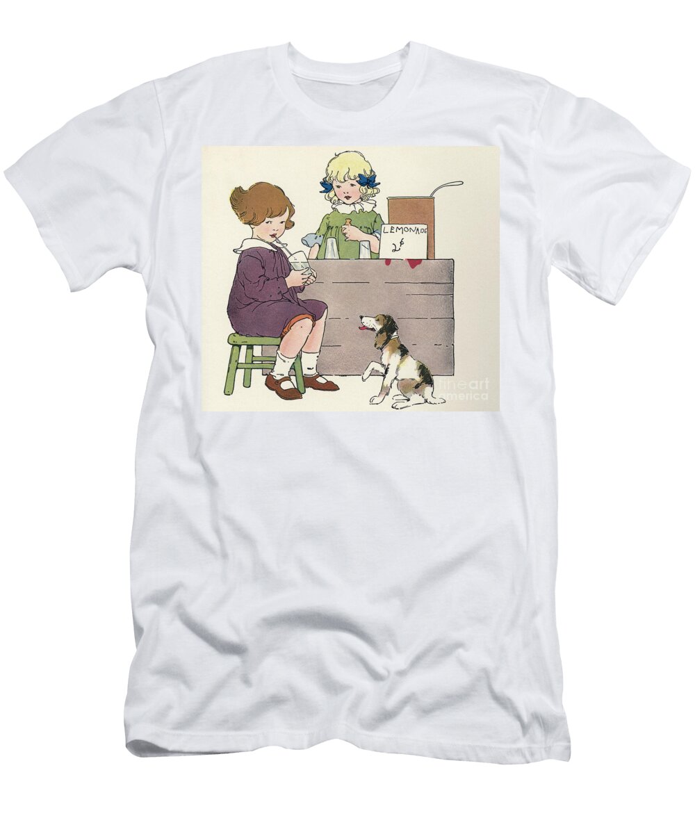 Young Girls At Their Lemonade Stand 1918 Blanche Fisher Wright T-Shirt