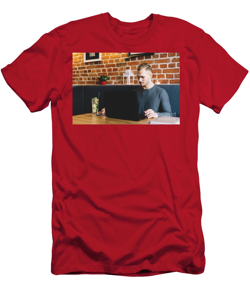 Young Man Working in a Restaurant Freelance Job Michal Bednarek T-Shirt