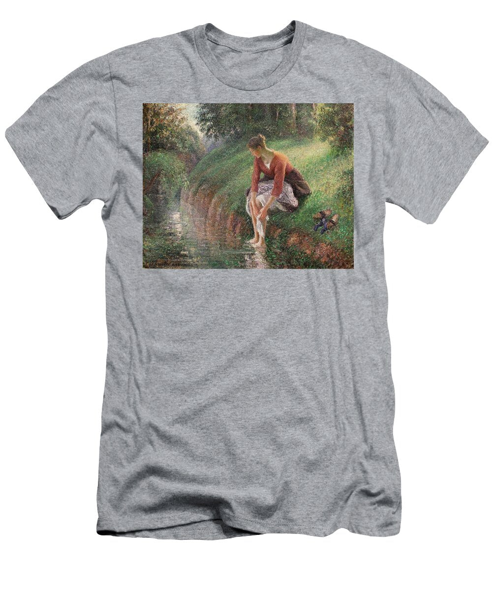 Young Woman Bathing Her Feet Camille Pissarro T-Shirt
